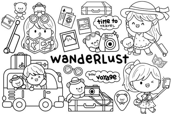 A Practical Designer’s Review: Girl and Travel Clipart Coloring Graphics