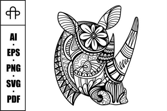 A Rhino Head Mandala Graphic for Creative Coloring Pages