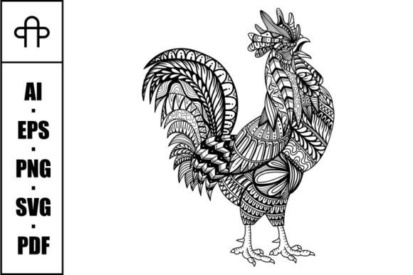 A Rooster Mandala Zentangle for Your Graphics & Content Publishing