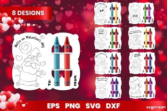A Valentines Day Coloring Card Bundle for Craft & Graphic Projects