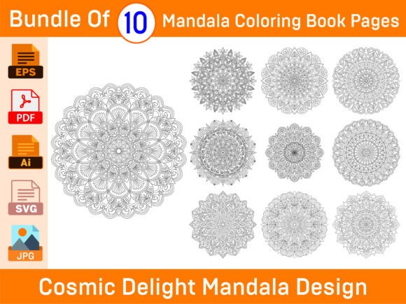 Cosmic Delight Mandala Graphics for Branding & Coloring Pages