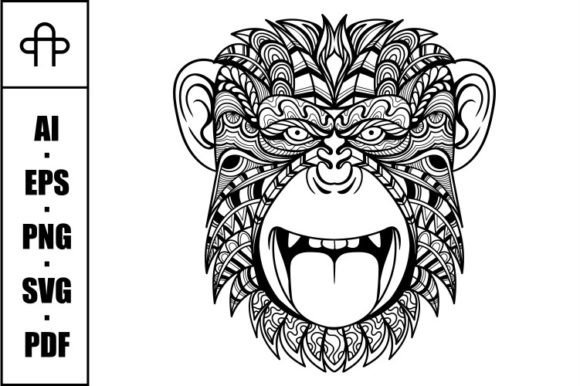 Fun Chimpanzee Mandala Graphic for Crafters and Sellers