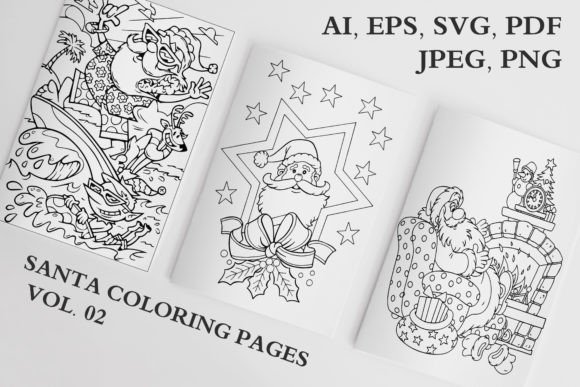 Putting Santa Coloring Pages Vol. 02 to the Embroidery Test