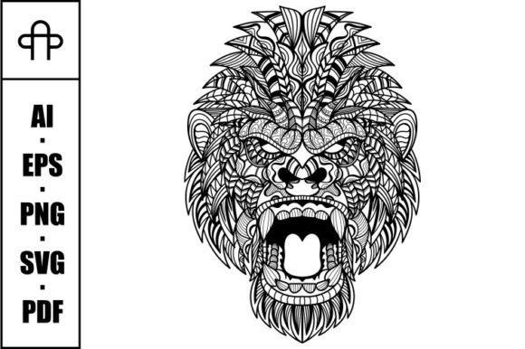 The Bold Power of Gorilla Head Angry Mandala Zentangle Graphics