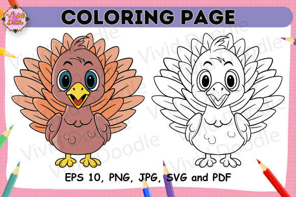 Turkey Bird Cartoon Graphics for Fun Crafting & Coloring Pages